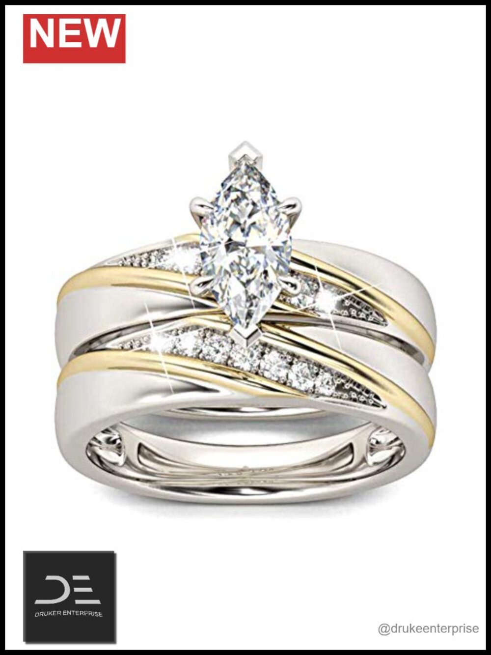 925 Sterling Silver Engagement Ring Bridal Set CZ Wedding Ring Women